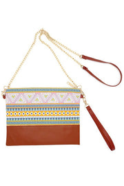 Aztec Patterned Wristlet Clutch / Crossbody Bag