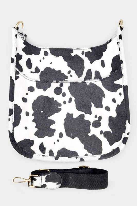 Cattle Patterned Faux Fur Crossbody Bag