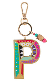 Patterned Letter Shaped Wood Keychains
